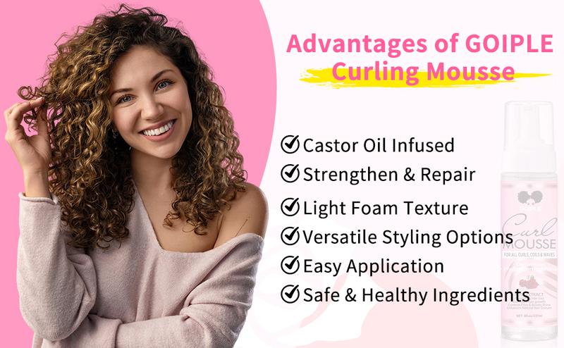 Goiple 10 Count Curl Mousse Kit Styling Mousse for Women, Definition Curl Control, Hydration & Moisturize &Shine Frizz Haircare Hydrating Goiple 10 Count Curl Mousse Kit Styling Mousse for Women, Definition Curl Control, Hydration & Moisturize &Shine Frizz Haircare Hydrating