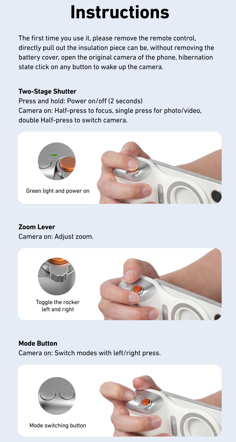 【TikTokShopStockUp】TELESIN Magnetic Phone Camera Grip with Wireless Shutter – DSLR-Style Handle for iPhone & Android, 1/4" Screw, Ergonomic Design, Perfect for Vlogging, Selfies, and Steady Shots, Compatible with iPhone 17