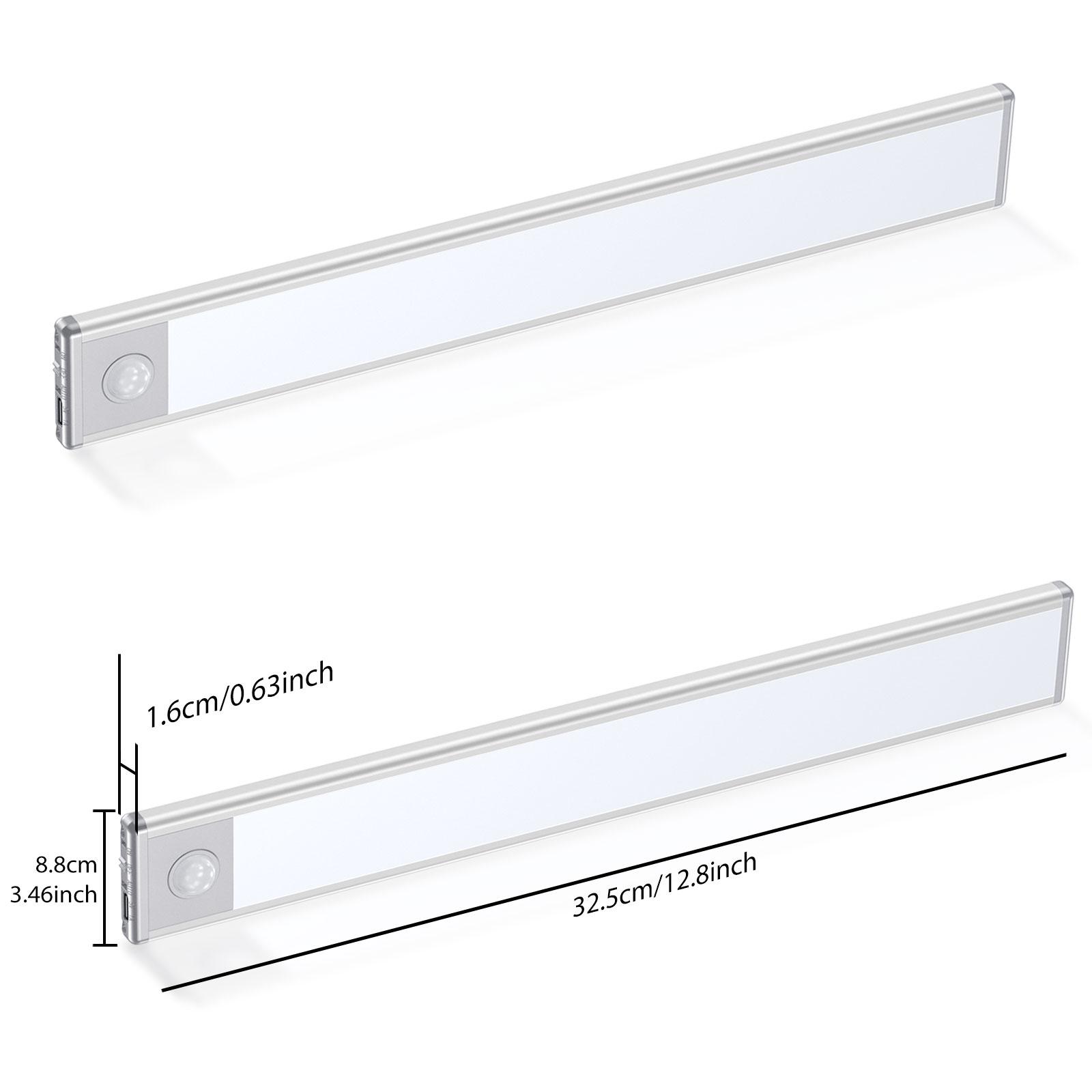 LED Under Cabinet Light, Bright Motion Sensor Light Indoor, Stick-on Magnetic Closet Light, Under Counter Lights, Wireless USB Charging, 48 LED Night Lights for Kitchen, Wardrobe (2 Packs)