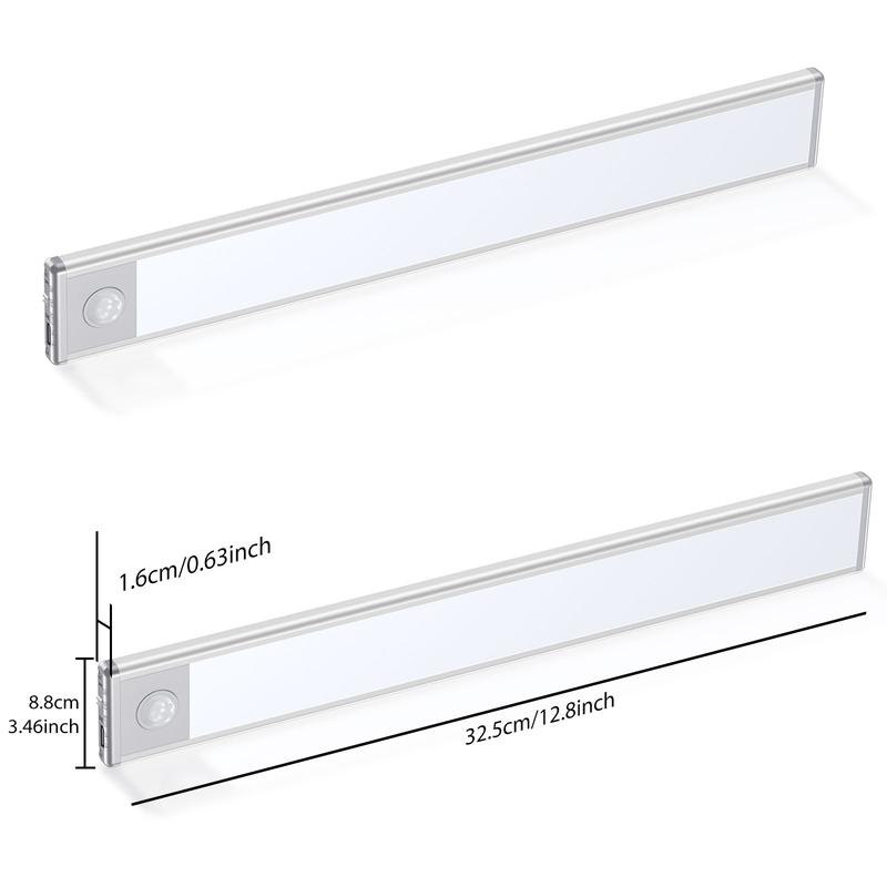 LED Under Cabinet Light, Bright Motion Sensor Light Indoor, Stick-on Magnetic Closet Light, Under Counter Lights, Wireless USB Charging, 48 LED Night Lights for Kitchen, Wardrobe (2 Packs)