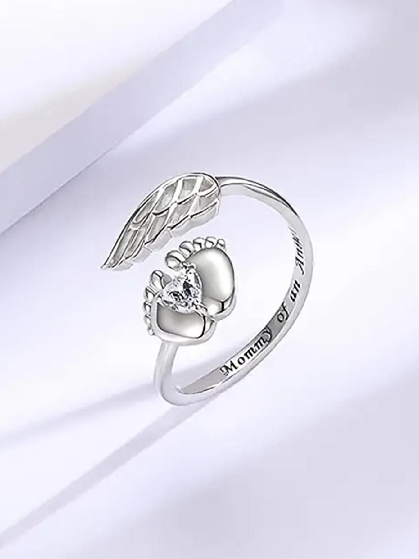 Mother's Day Angel Mom Bracelet, Cute Footprint Ring, Adjustable Infinite Circular Bracelet, Angel Baby Memorial Bracelet - With Angel Wings and Footprints as Remembrance Decorations. A Memorial Gift for the Baby's Death,For the strongest mother.