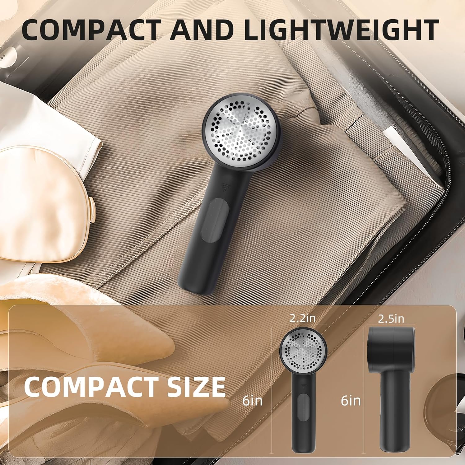 Electric fabric shaver, portable hair remover, pet home, rechargeable, lint collection container, LED digital display, 6-blade blade, safety lock, 3 speeds, 2600mAh, lasts for 1 hour, suitable for clothes, sweaters, sheets, sofa, blanket