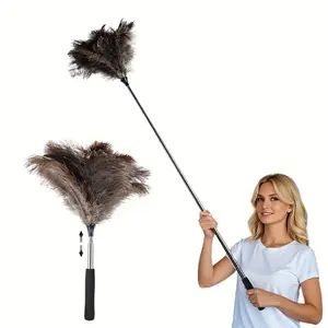 Extendable Ostrich Feather Duster 40 Inches, Soft and Plush, Reusable, Lightweight, Ideal for High Ceilings, Fans, Furniture, Blinds