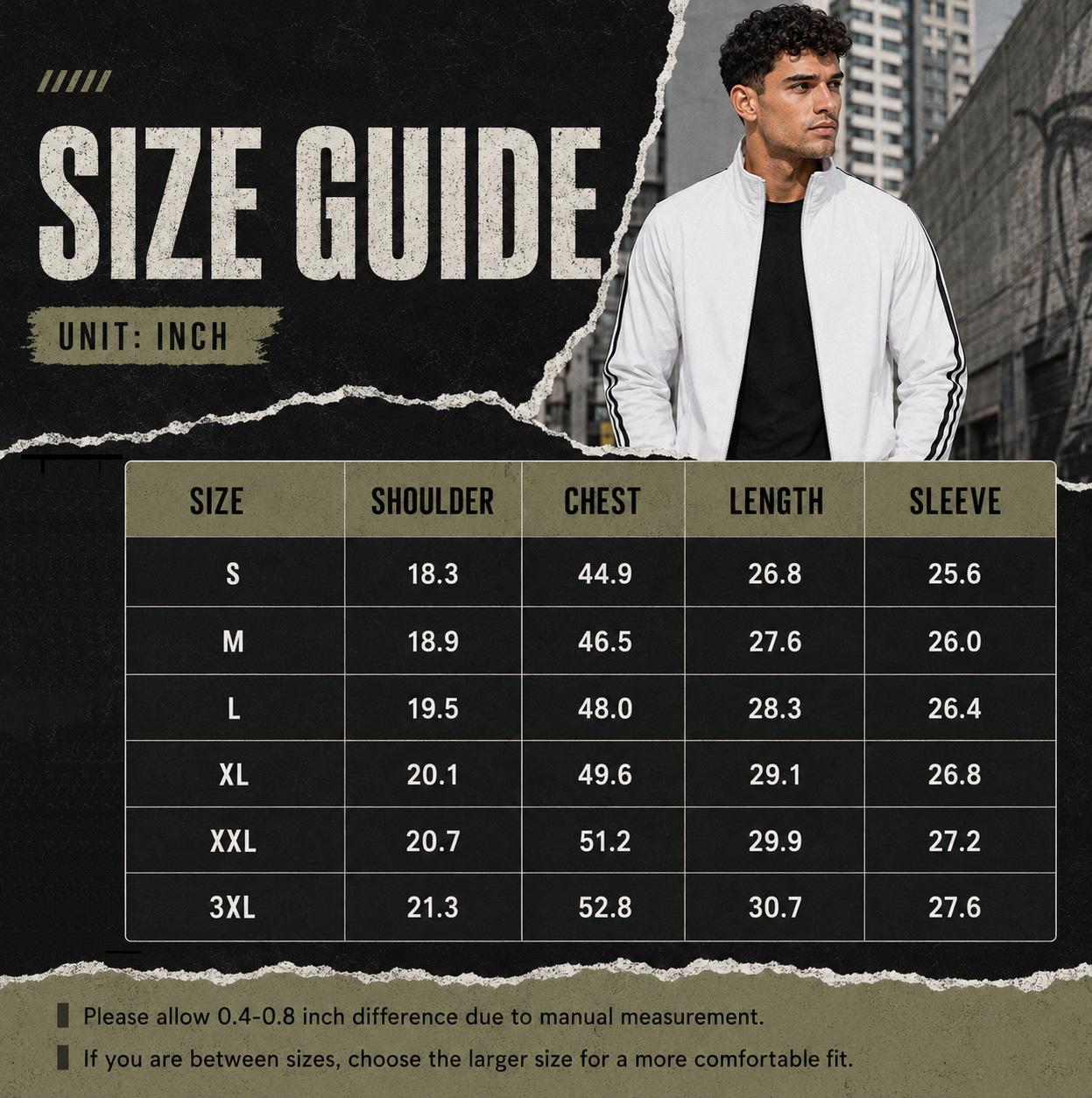 Men's Classic Ribbed Zippered Bomber Jacket - Lightweight Streetwear Coat with Lion Graphic, Sporty Stripe Sleeves and Full-Zip Front