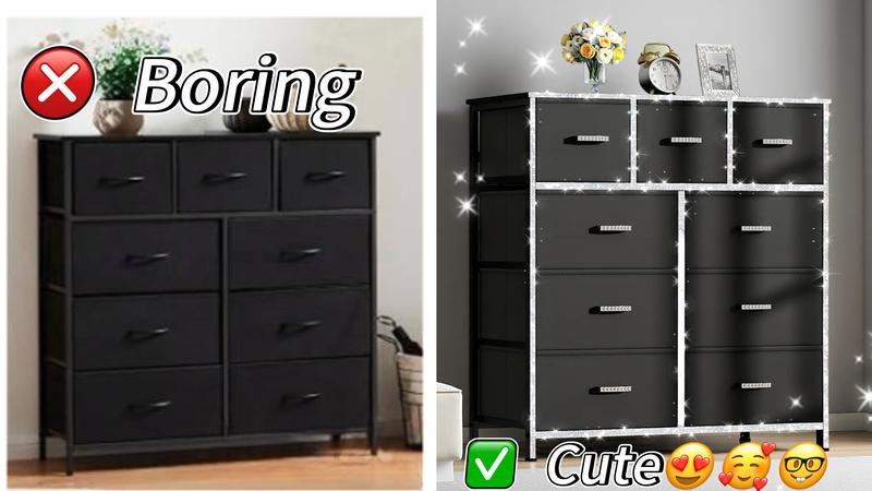 Mr IRONSTONE Tall Dresser with 11 Drawers, White Dresser for Bedroom Drawer Organizer Storage Drawers, Fabric Storage Tower with 9 Drawers, Chest of Drawers with Steel Frame, Wood Top for Nursery, Living Room, Closet, Deals for You Days