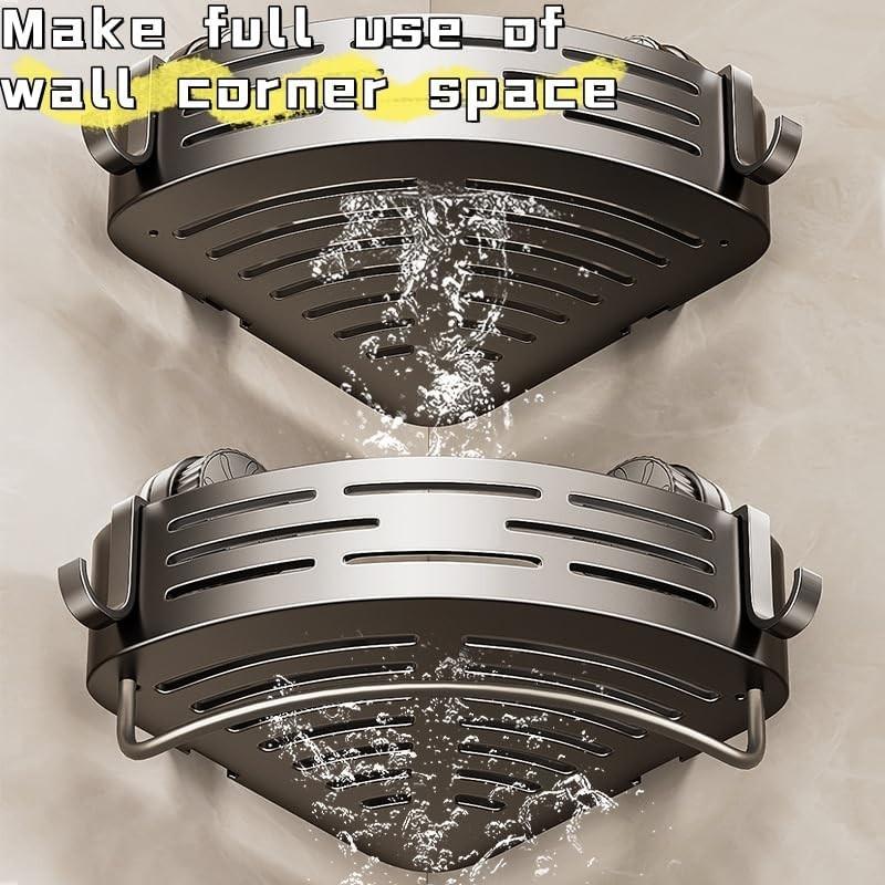 Adjustable Wall-Mounted Triangular Storage Rack, Rustproof Removable Organizational Basket for Bathroom/dorm, Corner Shelving Solution, Organiser