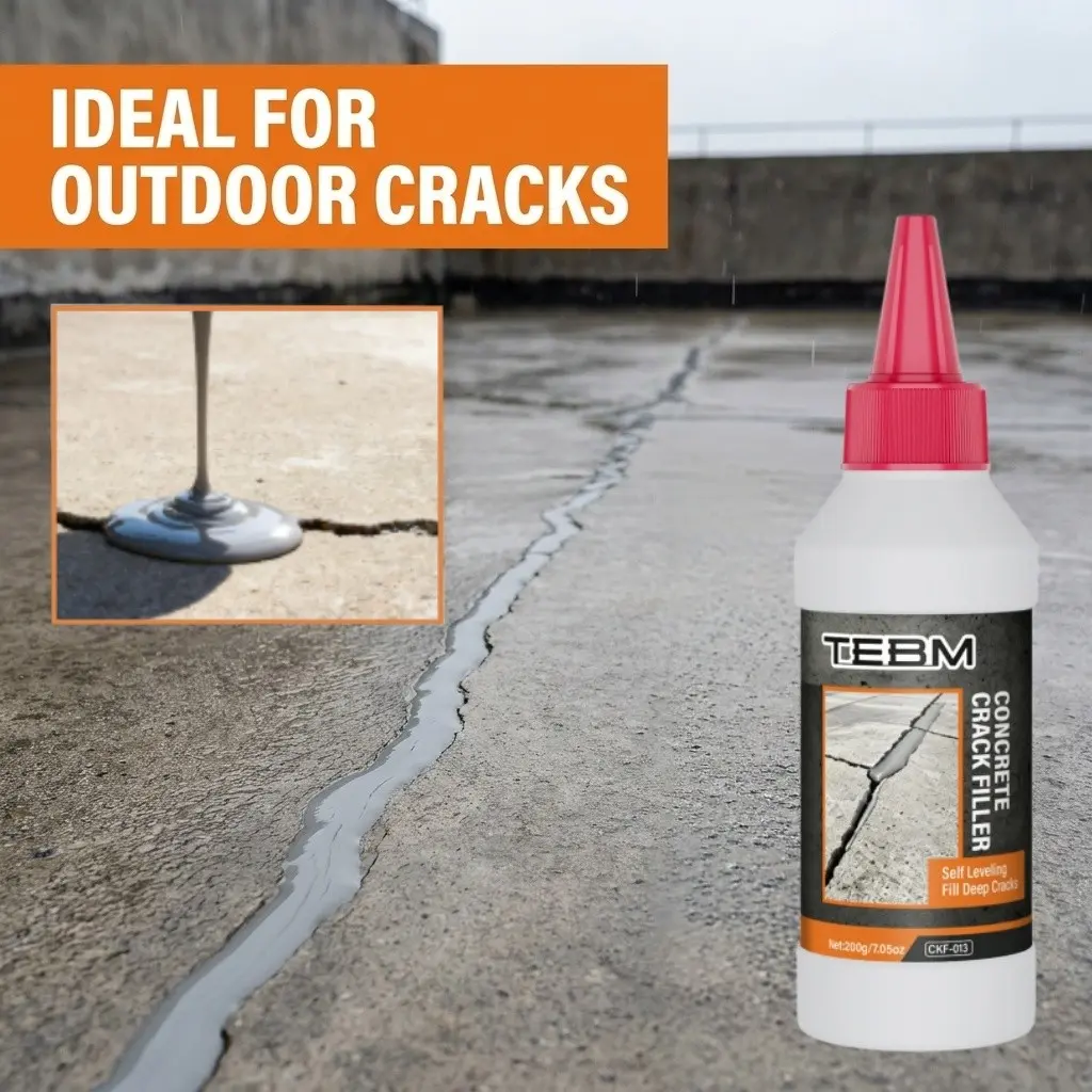 Concrete Crack Filler, Self‑Leveling Repair Compound For Driveway Garage Patio Sidewalk, Interior & Exterior Masonry Surface Crack Restoration, Easy DIY Application