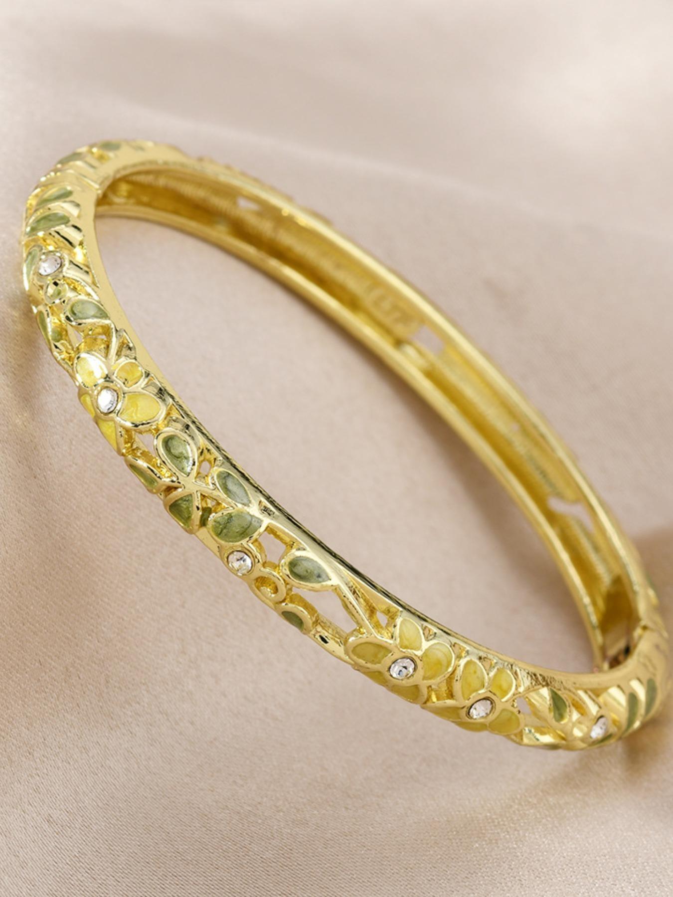 Vintage Court Style Oil Drip Flower Exquisite Bangle Bracelet, Jewelry Bracelets, Versatile Accessory, Elegant Geometric Design, Perfect Gift for Valentine's Day, Christmas, Parties, Anniversaries