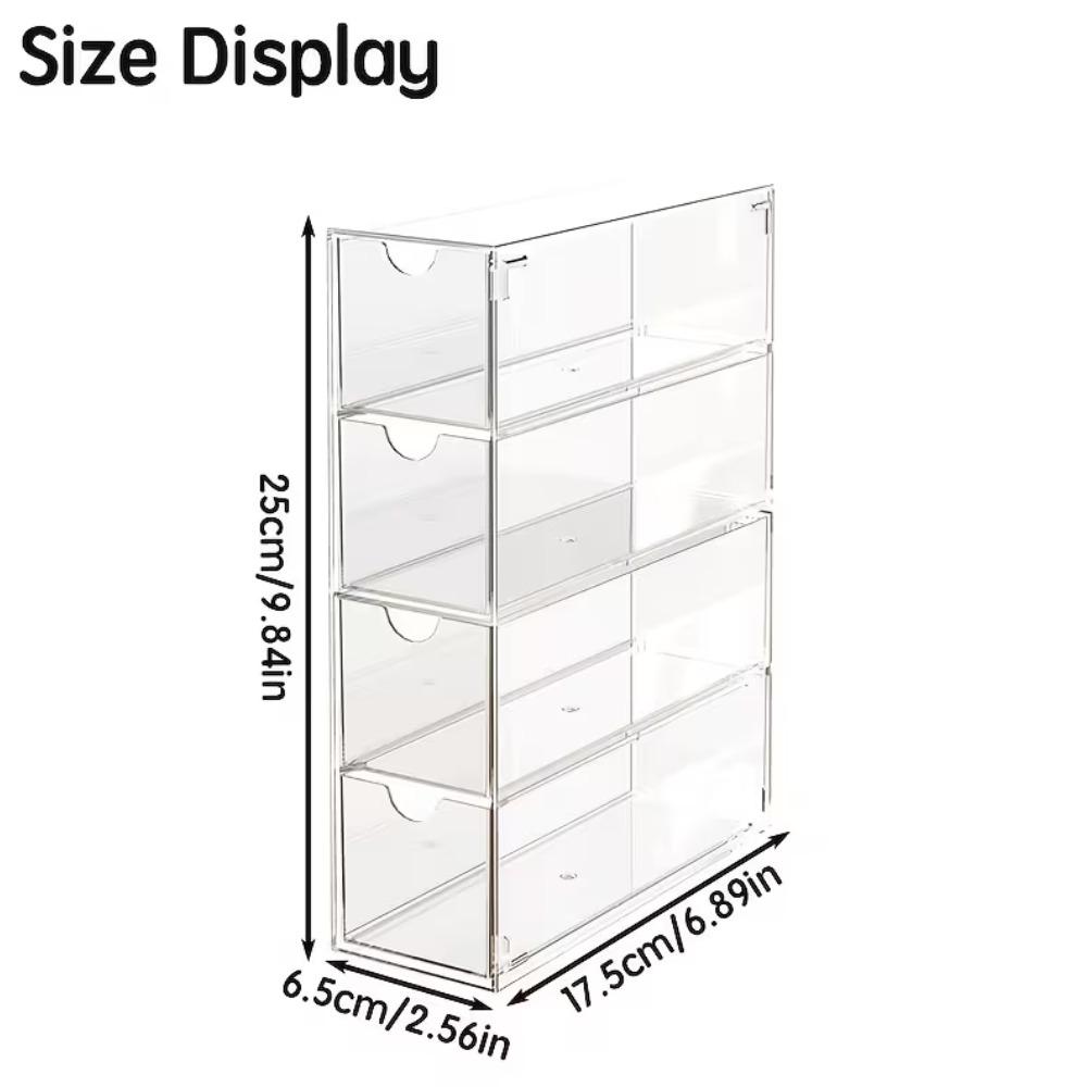 Multi-layer drawer storage box, organizing box, transparent hair accessory storage box, stackable bathroom container, Jewelry storage unit, suitable for jewelry, cosmetics, hair bands, fashion glasses and stationery