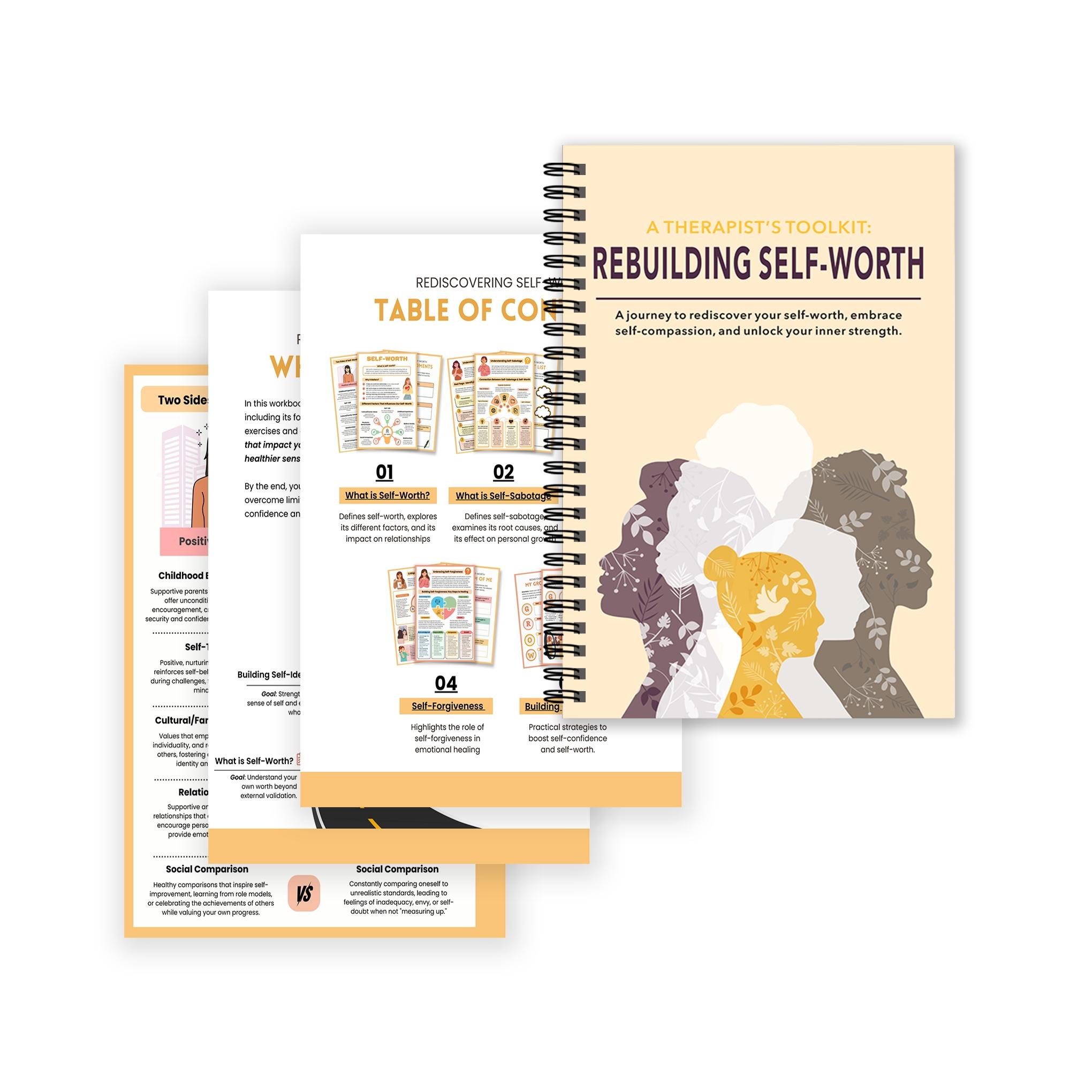 A5 Size Self-Esteem Rebuilding Guide Workbook, Discover Your Value, Cbt Tools, Structured Exercises, Build Healthy Self-Identity