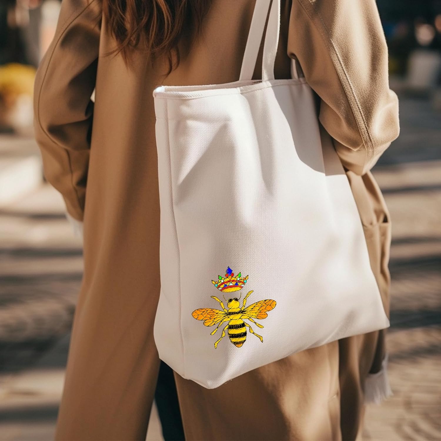 43Pcs Bee With Crown Water-Soluble Embroidery Patterns, Plant Pre-Printed Stabilizer Embroidery Stickers, Non-Woven Self-Stick Embroidery Stickers