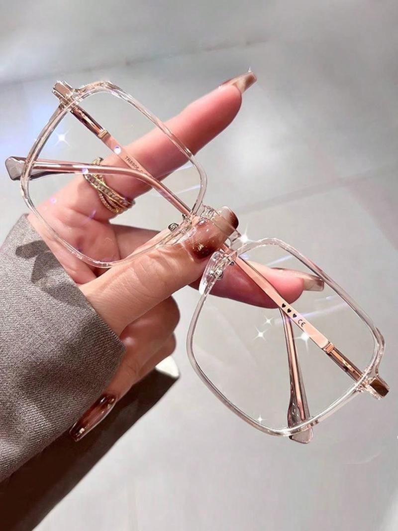 Women's Fashion Square Frame Eyeglasses, Classic Minimalist Eyeglasses for Everyday Use, Fashion Accessories for Outdoor Activities, Trendy Casual Eyeglasses