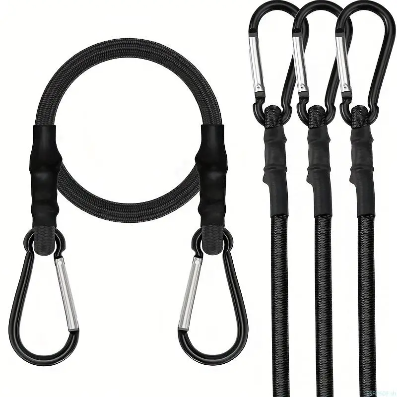 4-piece elastic rope set, cargo transportation fixed rope with buckle, black high-grade rubber elastic rope, for outdoor tents, luggage racks, camping, cargo, bicycles, transportation, storage daily casual matching match Halloween Natural Lip Balm