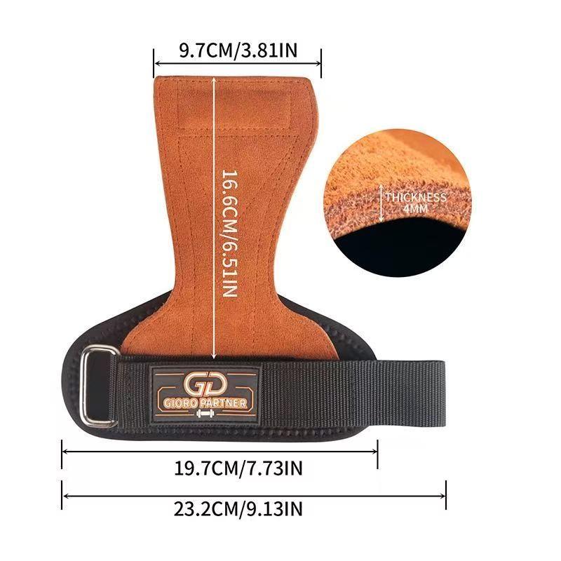 Leather Palm Protector for Fitness, Anti-Slip Durable Wrist Support, Weightlifting Grip Strap, Cross-Border Gym Aid Band
