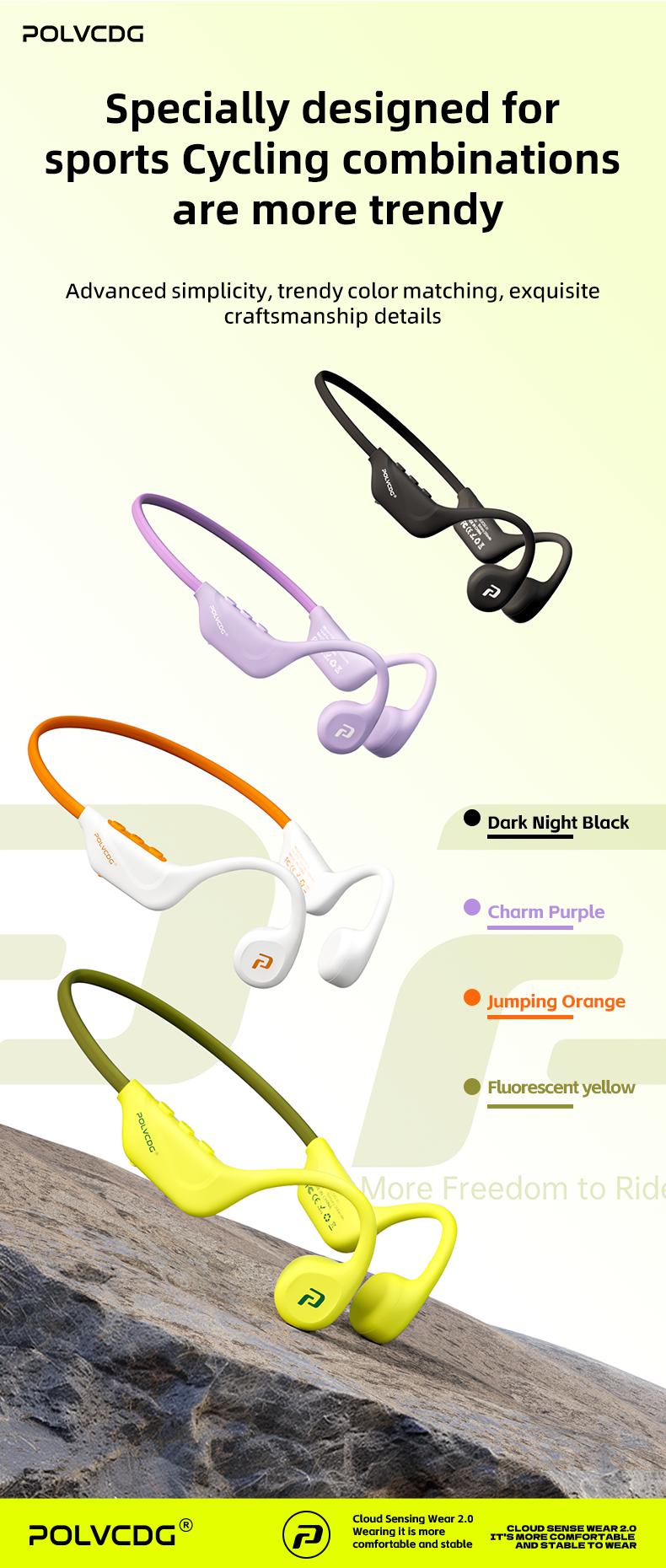Polvcdg Bone Conduction Bluetooth Wireless Headphones - High-quality sound, suitable for connecting to mobile phones. Perfect for calls, while exercising, running or during sports. Sweat-resistant. Long-wearing without causing discomfort Christmas gift