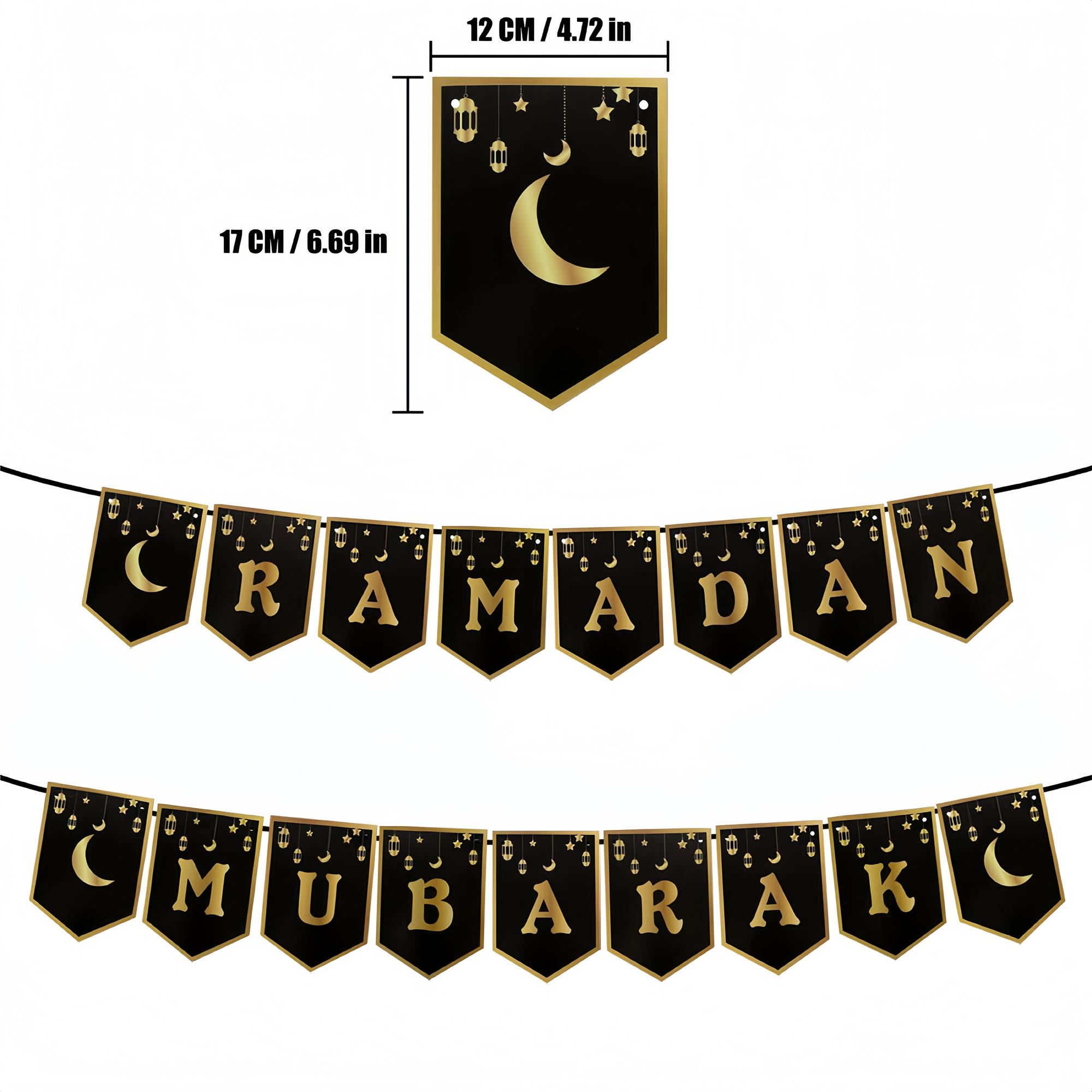 2sets Eid Mubarak Paper Banner Garland 2026 Ramadan Moon Star Hanging flag Home Ornaments Party Decoration Party Decorations Banners