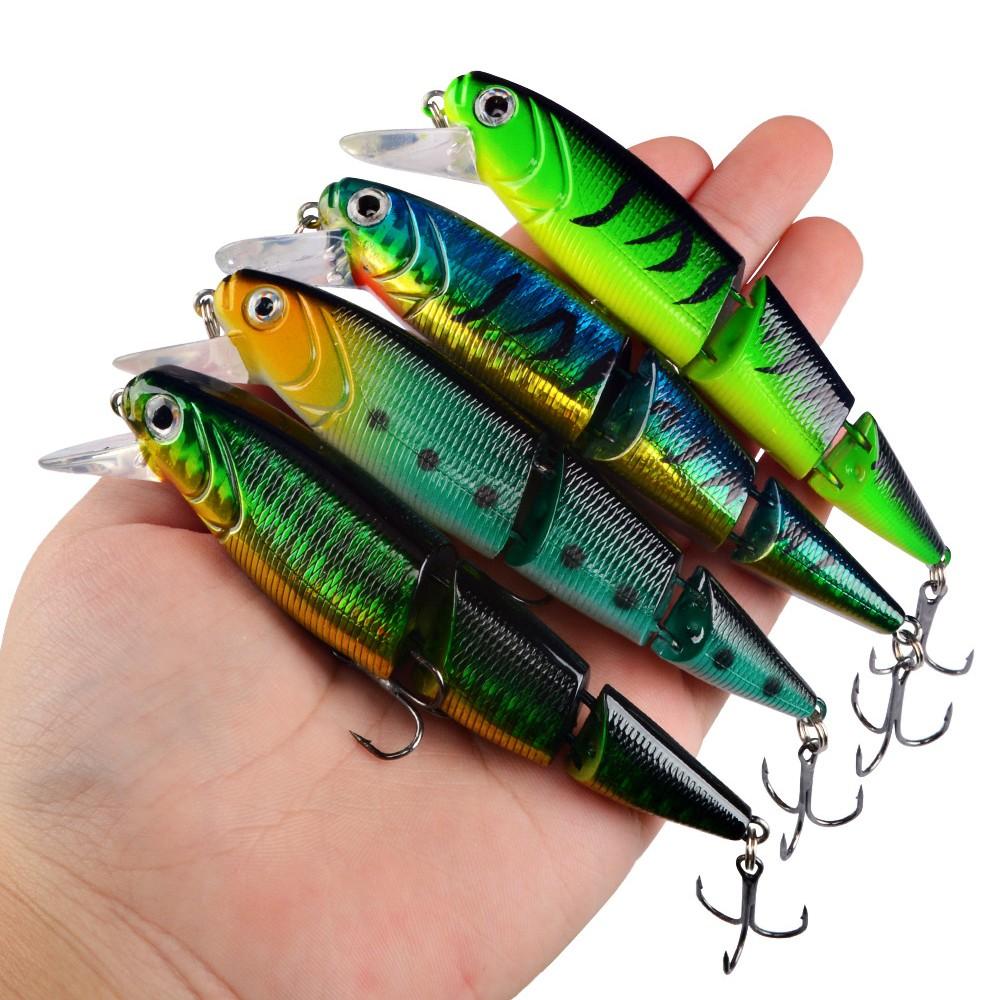 5pcs Multi-Section Minnow Bait 11cm/4.3inch, Sharp Worm Hooks, Ideal for Freshwater Saltwater Fishing, Saltwater Fishing Lures, Catch Large Bass, Perch, Pike!