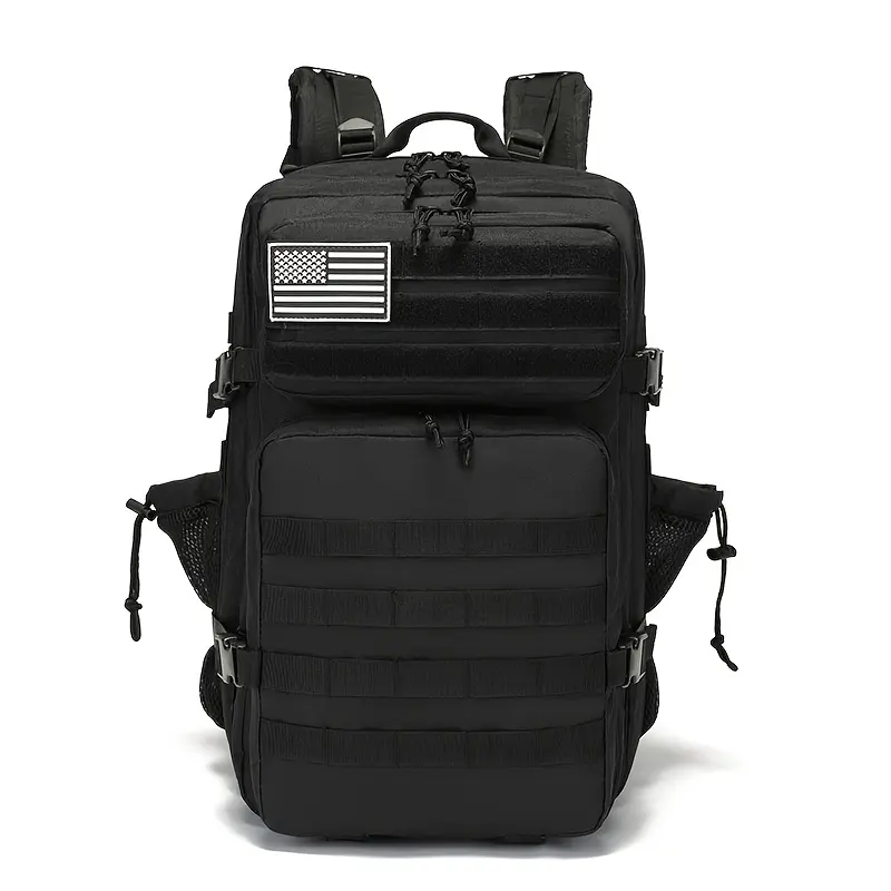 Nylon Blend 13.21gal Tactical Rucksack for Men, Large Molle System Backpack with Cup Holder, Ideal for 3-Day Outdoor Adventures, Hunting, Great Gift for Thanksgiving, Birthdays, Christmas - Black/Sand