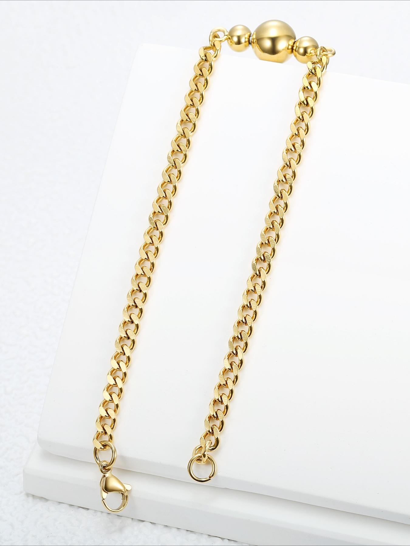 French-style Stainless Steel Bracelet with Delicate Golden Round Beads, Suitable for Daily Commuting and Dating Outfits