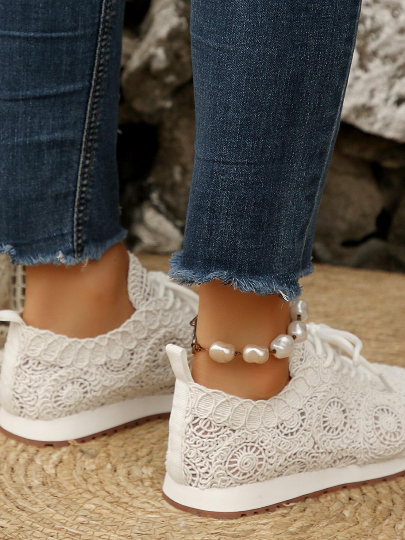 Women's Summer Crochet Sneakers, Casual Breathable Mesh Shoes, Handmade Hooked Knit Athletic Footwear, Latest Fashion Trend