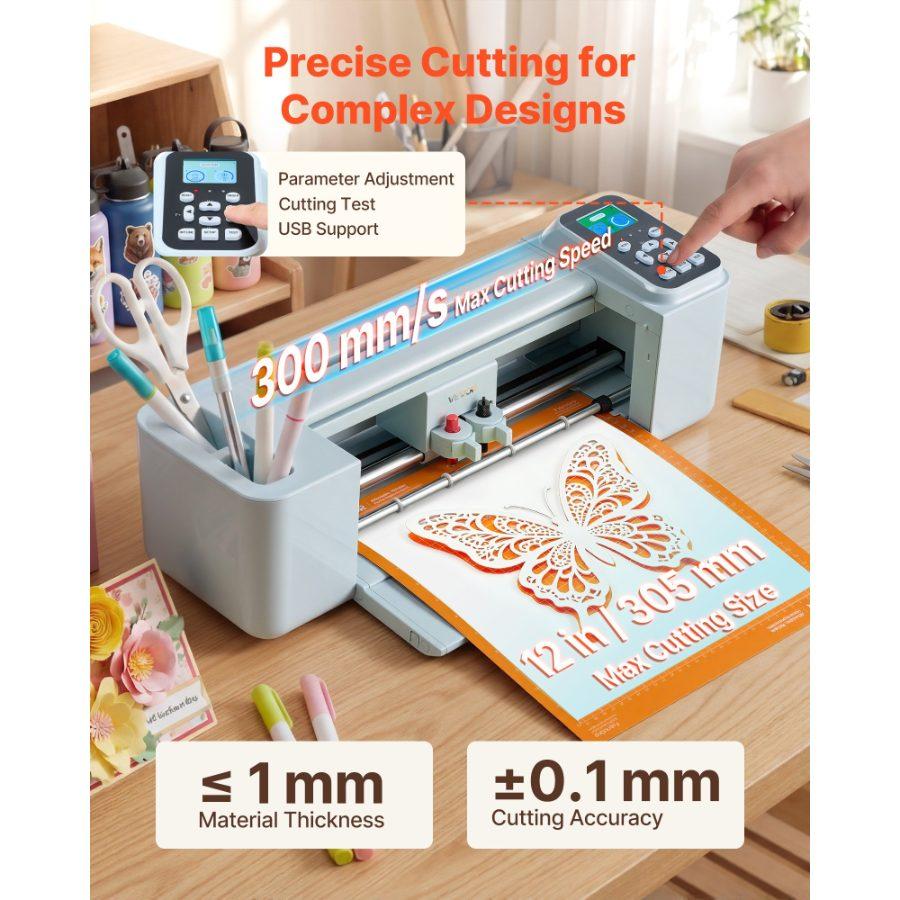 VEVOR Vinyl Cutting Machine, 12 in, Button and Screen Controlled Vinyl Cutter with Materials and Tool Kit, 20000+ Built-in Design Resources, Compatible with Mac, Windows, Android and iOS, for Crafts