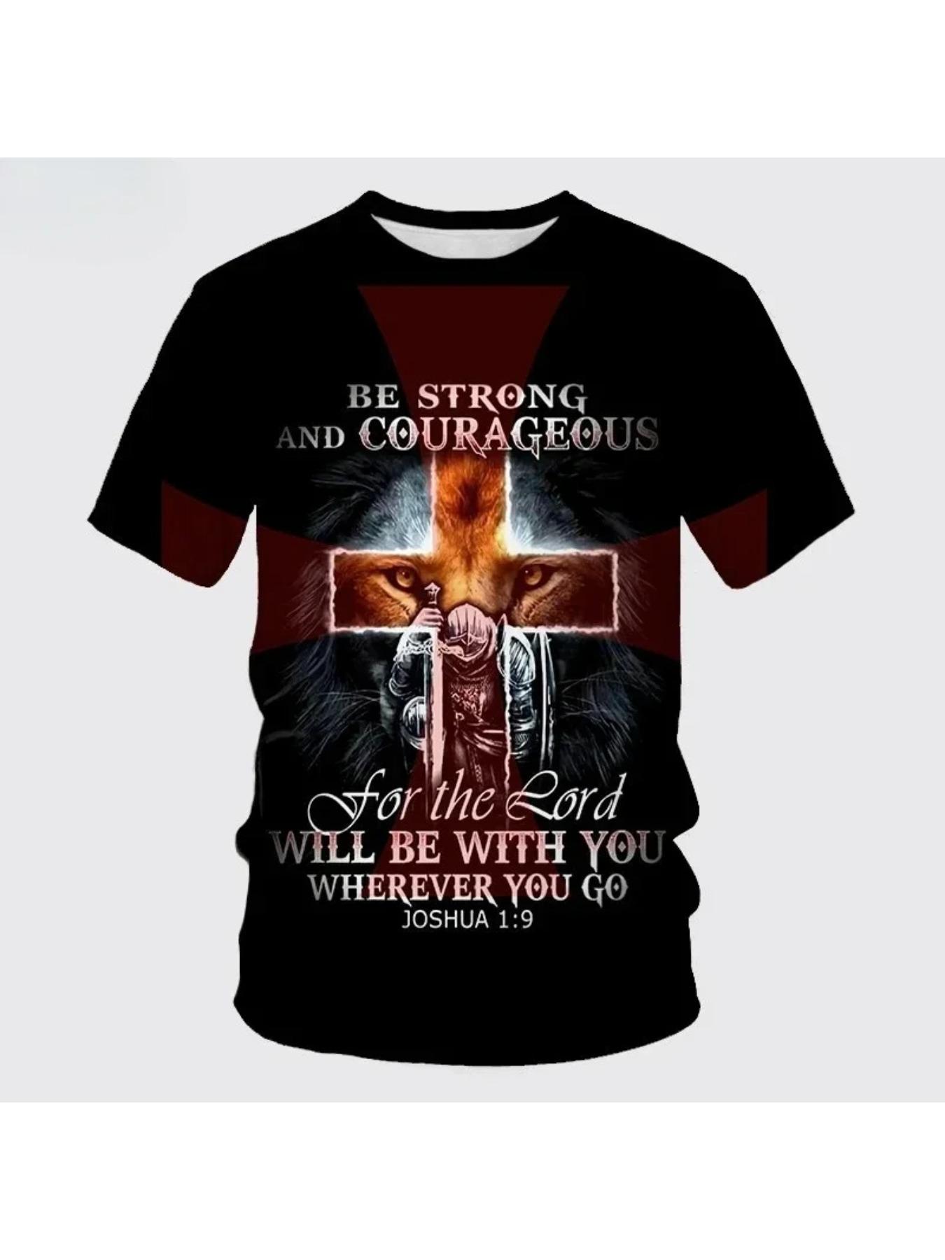 New 3D printed men's Templar knight summer outdoor sports breathable, casual street short-sleeved t-shirt top