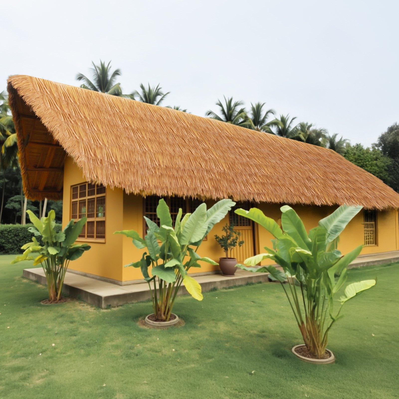 VEVOR PE Artificial Thatch Grass Roof Roll, 1.6x16.4 Ft (197x19.7 In), Mexican-Tiki Hawaiian Style, Waterproof, Fire-Resistant, 7.28 lbs, Patio/Pool Outdoor/Indoor Decor for Tiki Bar Hut Skirt, DIY Accent