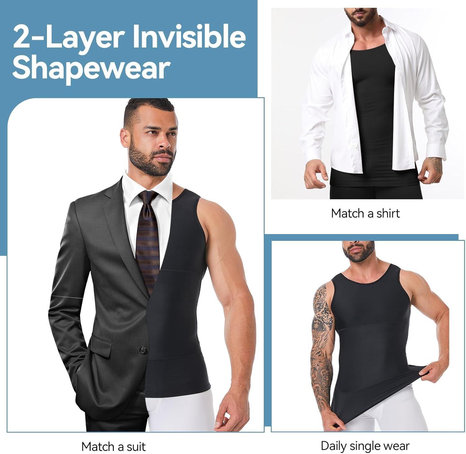 1/2/3/4 Pack Menswear Body Shaper Shapewear Compression Tummy Control Vest Comfy Stretchy Lightweight Workout Tank Top Fabric Breathable Sports Undershirt Elastic Soft Polyester SpringStatements
