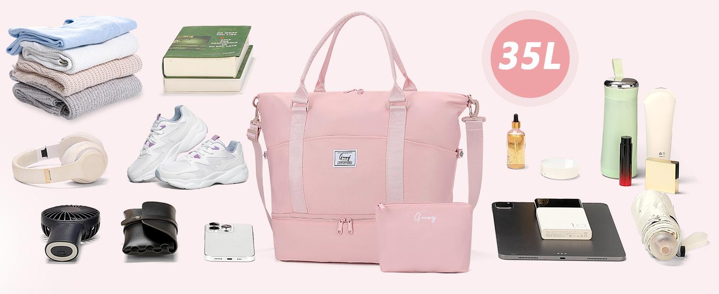 Weekender Bag Travel DuffelBag with Shoe Compartment and ToiletryBag for Women, Carry on Overnight Bag