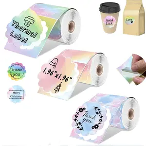 3 Rolls 50mm Color Thermal Label Paper for Phomemo M220 M200 M221 M110 P50 P80 P1 Printers, Waterproof Stickers Mini Printer Paper, Direct Thermal Sticker, Thermal Sticker Labels