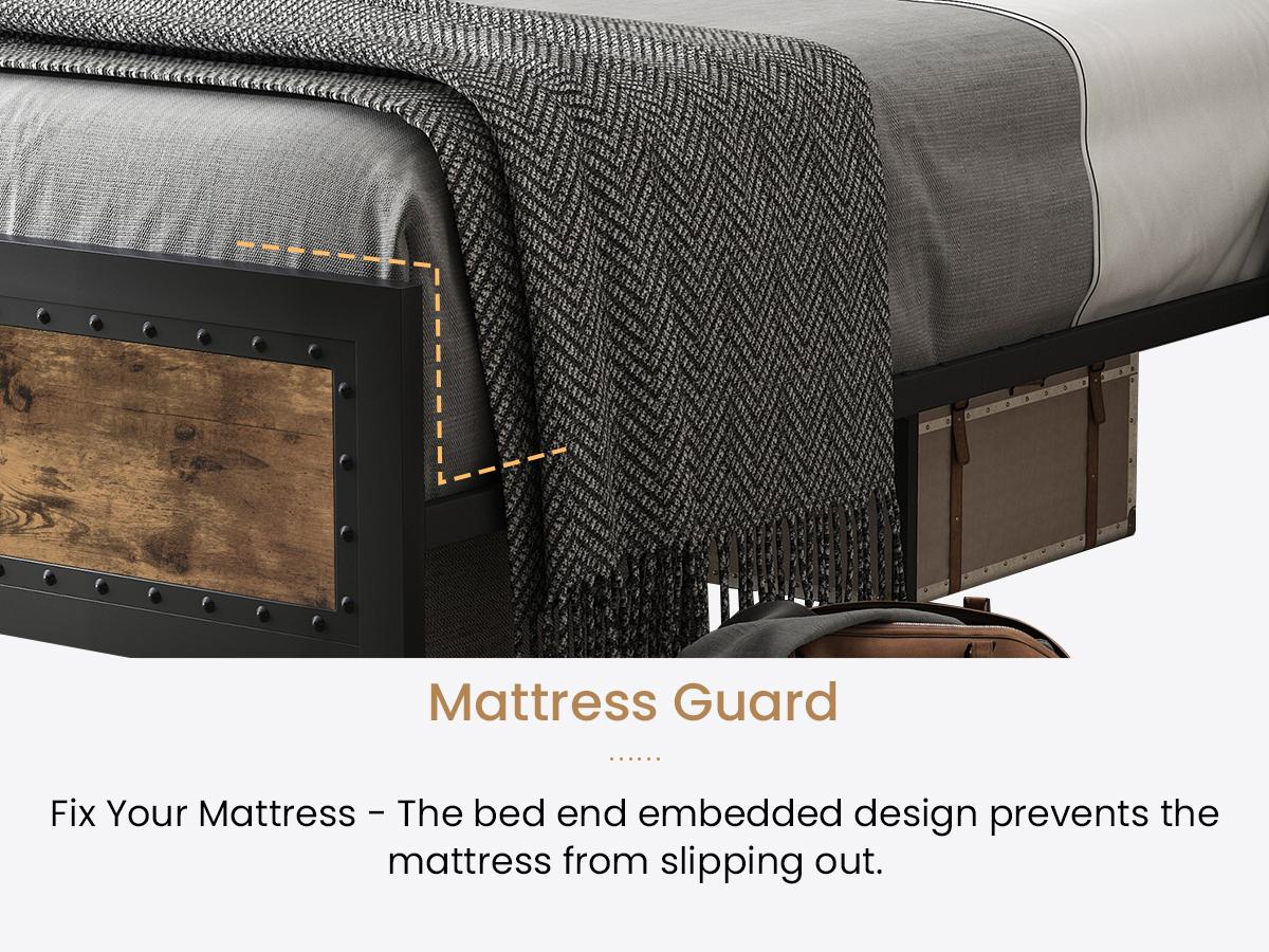 SHA CERLIN Heavy Duty Metal Bed Frame Full/Queen Size【Frame Only No Mattress】Platform Bed Frame with Wooden Headboard Footboard, 13 Strong Metal Slats Support, No Box Spring Needed, Frame Base,#ChristmasGifts#TikTokShopBlackFriday