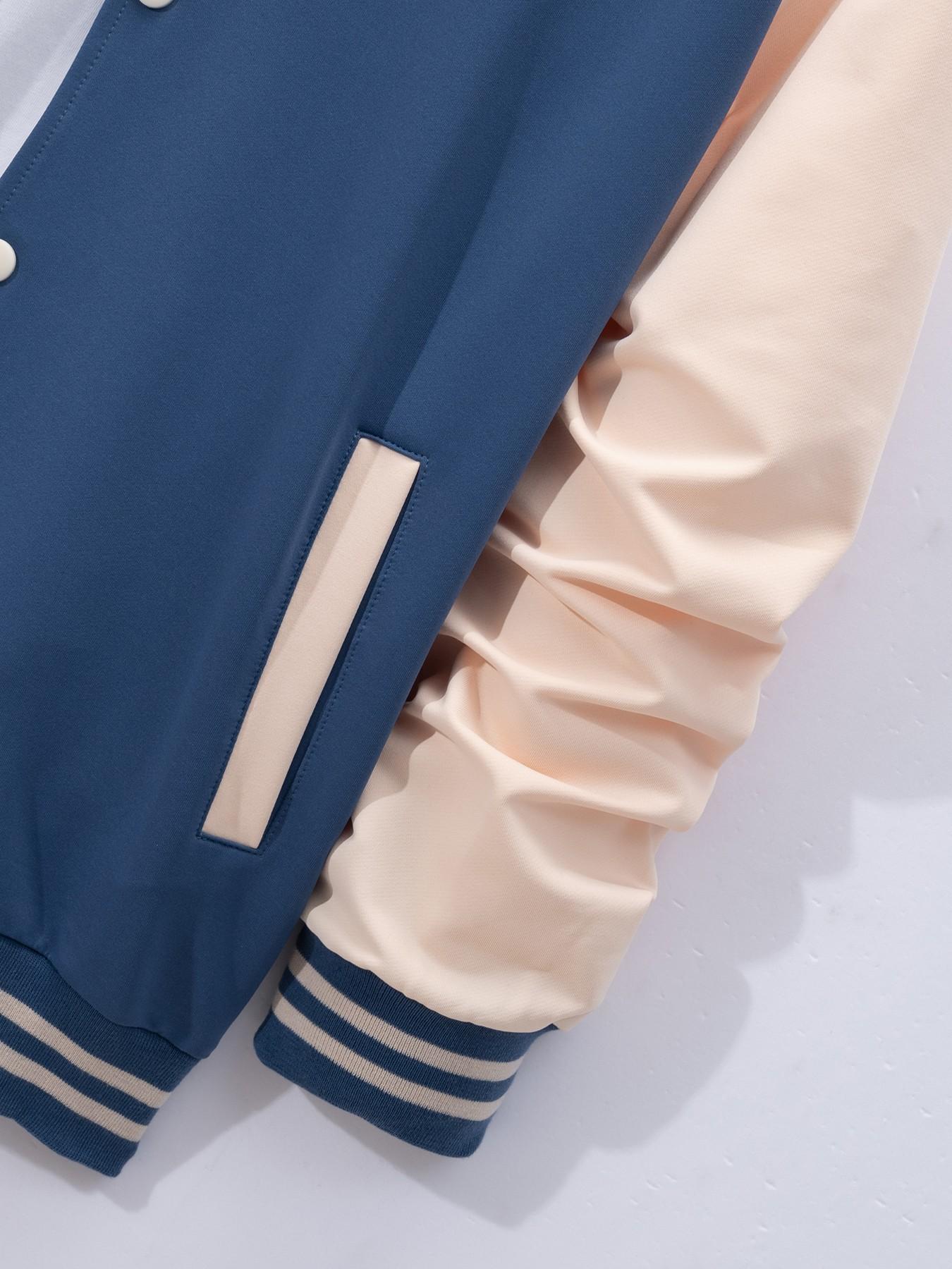 Men's Two-Piece Set, Spring & Fall Sports Suit, Colorblock Baseball Jacket + Drawstring Sweatpants, Loose-Fit Casual Wear, Multiple Colors Available