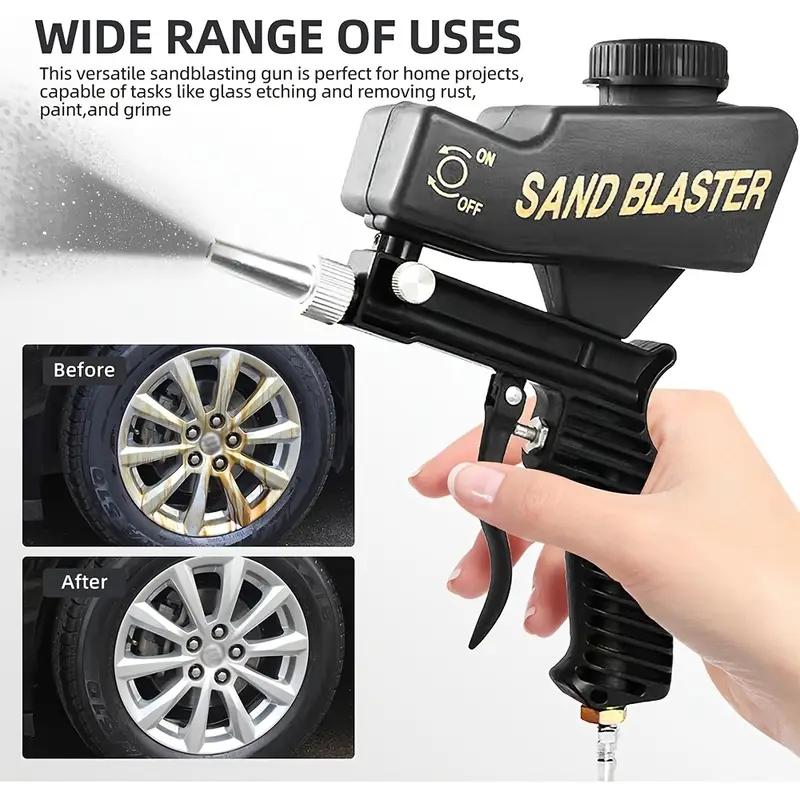 Portable Air-Powered Sandblaster, Mini Gravity-Driven Tool, Handheld Air Abrasion Machine, Connected to Compressor Portable Air-Powered Sandblaster, Mini Gravity-Driven Tool, Handheld Air Abrasion Machine, Connected to Compressor