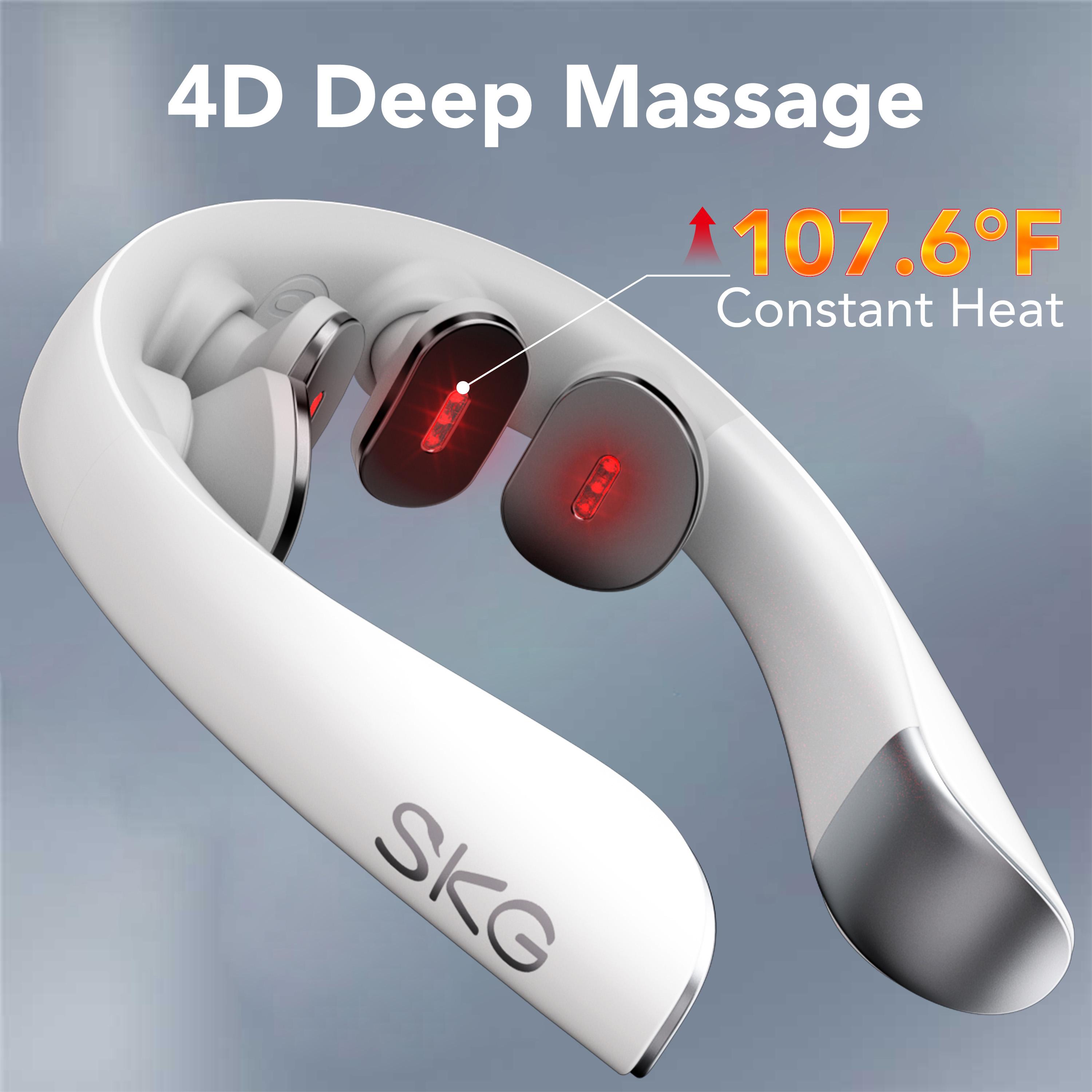 SKG K5-3 PRO Heated Neck Massager - Pulse EMS + Red Light + Vibration Traction, Portable 4D Design Neck Relaxer for Muscle Relaxation