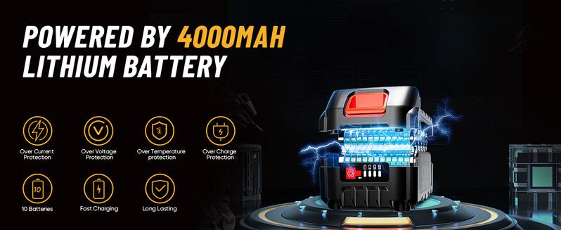 [TaskStar] Transfer Pump, Portable Cordless Diesel Transfer Pump Kit, Battery Powered 12GPM Fuel Pump Kit w/ 4.0Ah Battery, Nozzle&Hose for Diesel, Kerosene& Biodiesel