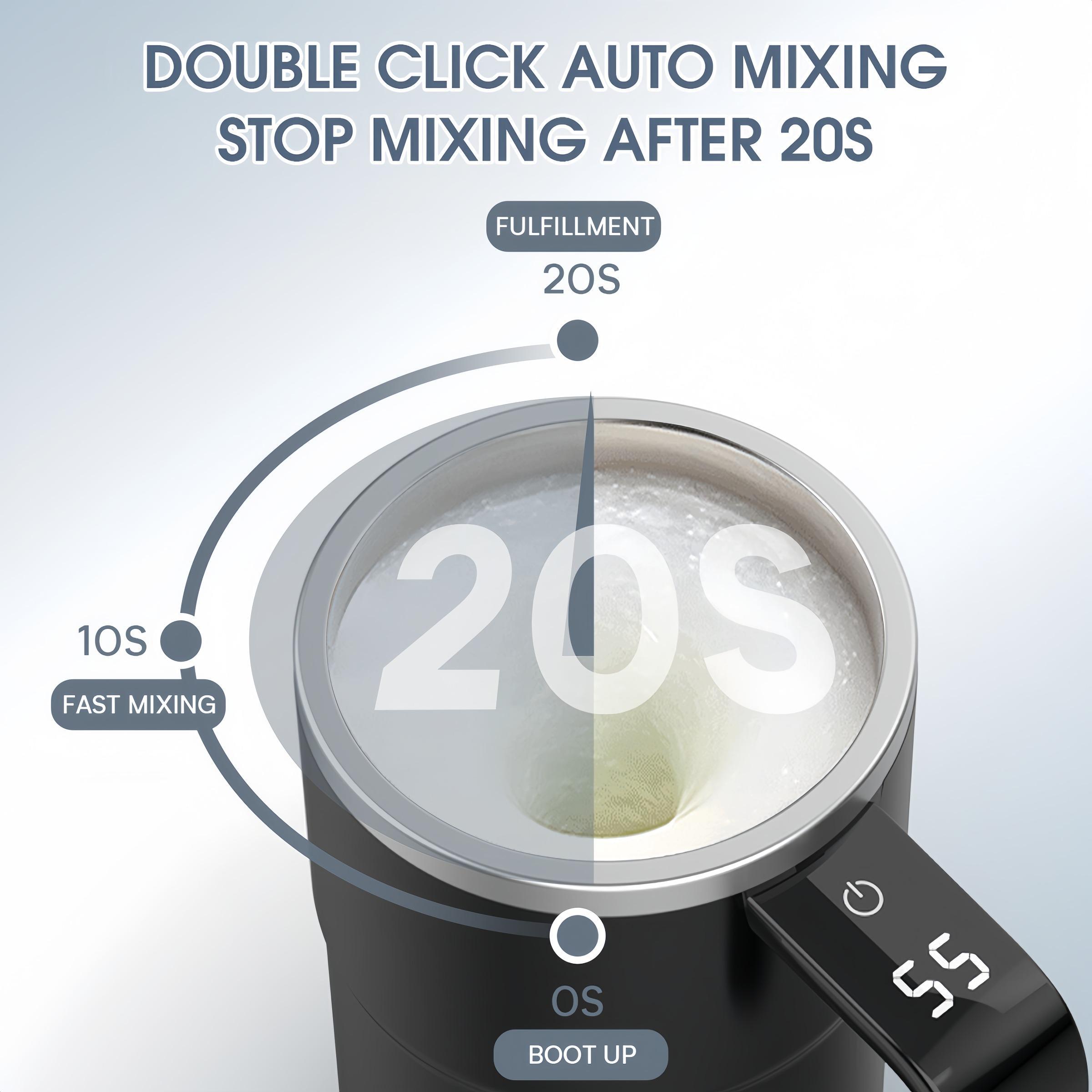 Smart Coffee Cup with Lid, Automatic Stirring, Temperature Display, USB Rechargeable, Suitable for Coffee, Tea, Hot Chocolate, Gift for Women