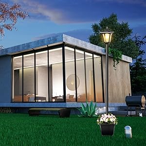 65" Solar Lamp Post Light with Planter, Glass 60 Lumens Solar Garden Lights Outdoor Waterproof Solar Pole Lights Patio Decor, Warm White