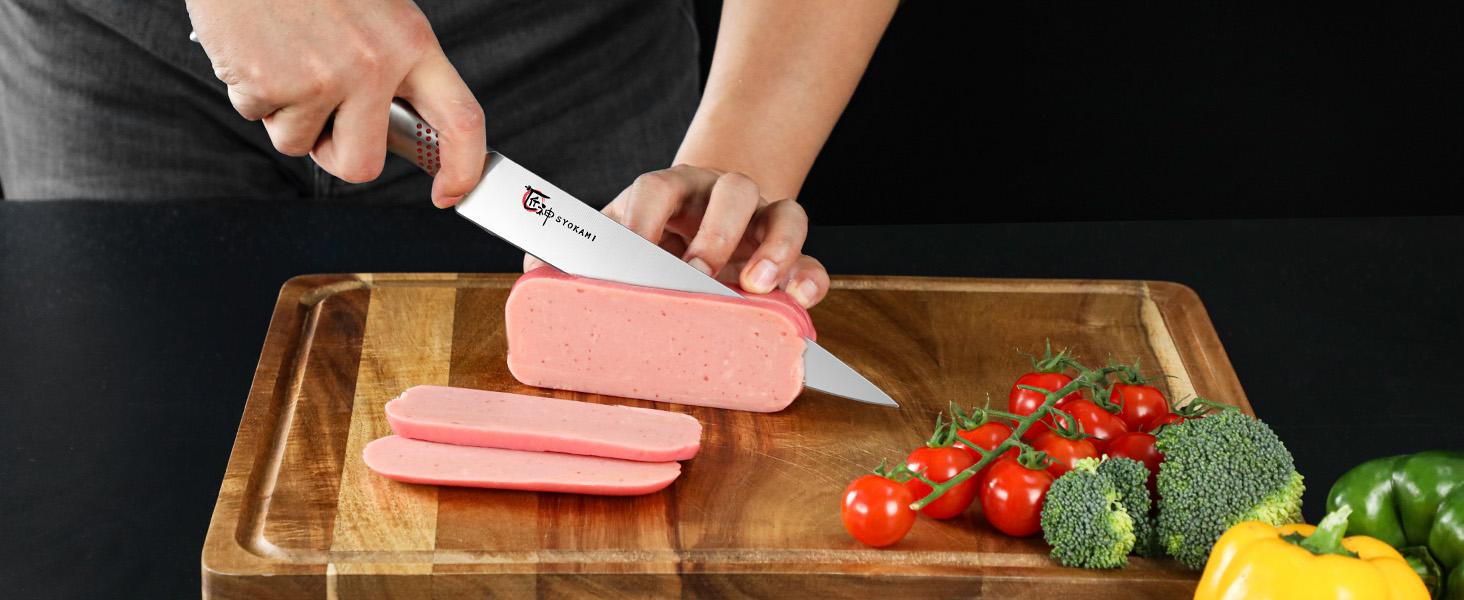 【TikTokShopSpringGlowUp】 SYOKAMI Kitchen Knife Set, 14 Pieces Japanese Style Knife Block Set with Magnetic Holder, High Carbon Stainless Steel Ultra Sharp Knives for kitchen with Ergonomic Handle and Sharpener, Black Dot, Mother's Day Gift