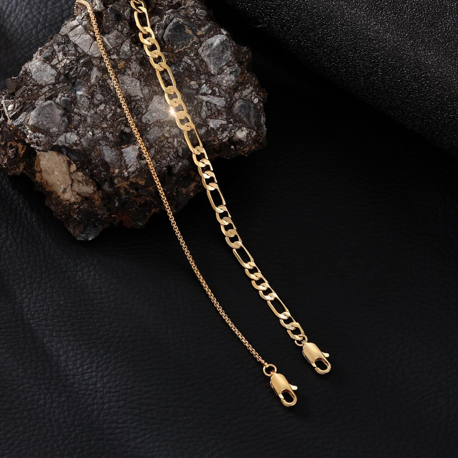 Tewiky 2pcs Men's Bracelets Set with Box & Cuban Link Available in Various Lengths (6.5/7/7.5/8/8.5/9 Inch) Bracelet for Men Cuban Link Chain for Mens Jewelry Gift