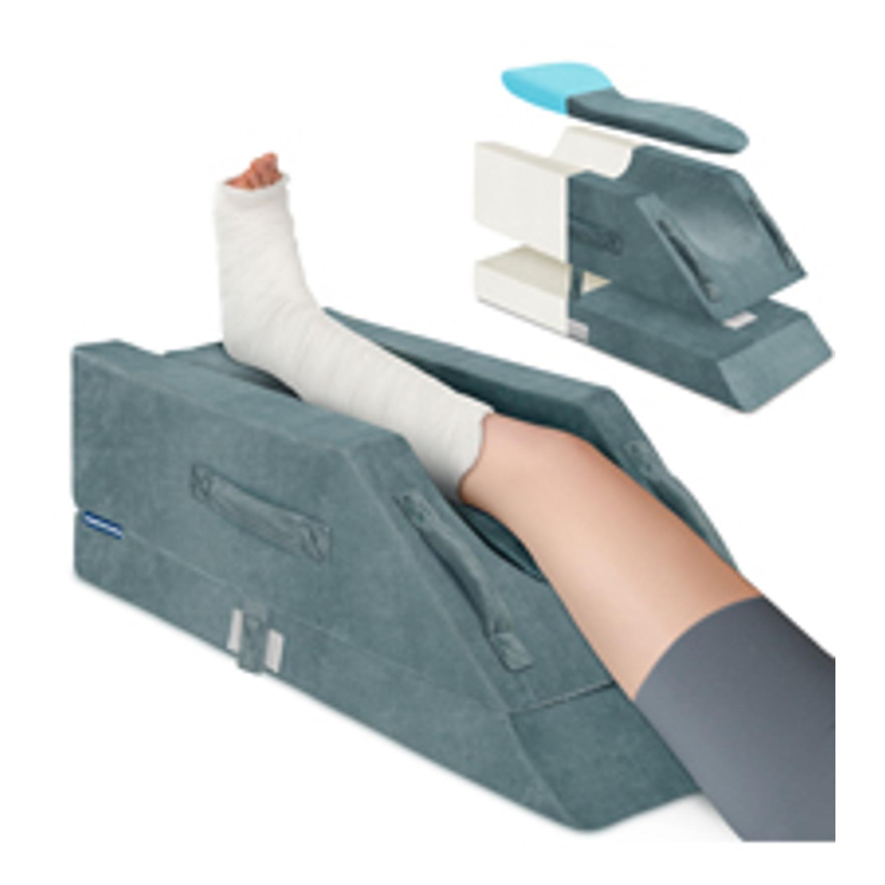 4-Height Adjustable Leg Elevation Pillows for After Surgery, Injuries, or Rest, Memory Foam Leg Pillows for Sleeping with 3 Handles and Insert Pad, Washable Velvet Cover
