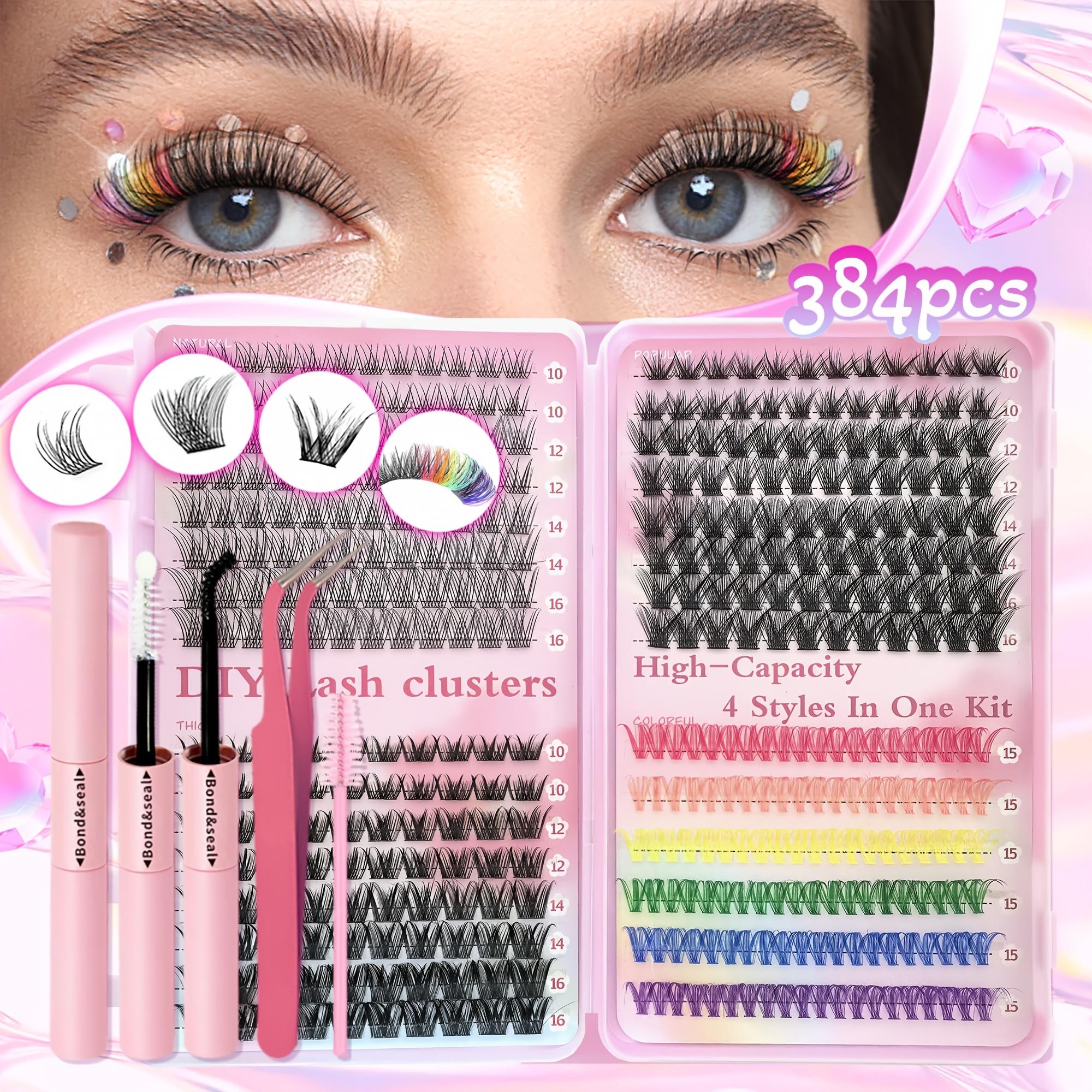 False Eyelash Book Kit (Glue + Tweezers + Brush) Waterproof Eyelash Extension Kit D Curl Tufted Eyelash Extension Kit Single Lash Kit