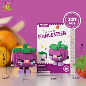 HUIQIBAO Mini Cute Delicious Fruit Micro Building Blocks 3D Diamond Model Food Bricks DIY City Construction Toys for Children