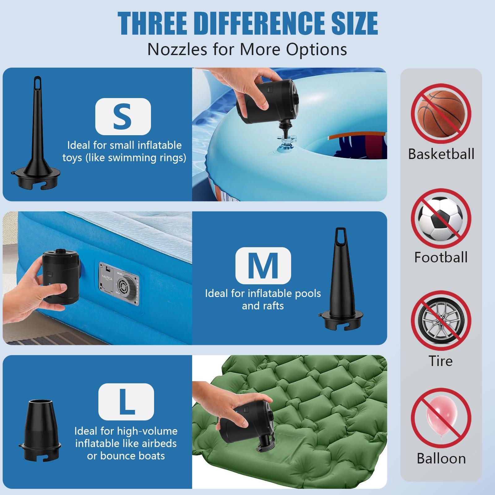 Pump Portable Air Pump with 5200mAH Battery USB Rechargeable Air Pump-Quick Inflate Deflate for Sleeping Pads, Air Mattress, Pool Toys, Floats, Swimming Ring, Air Bed.