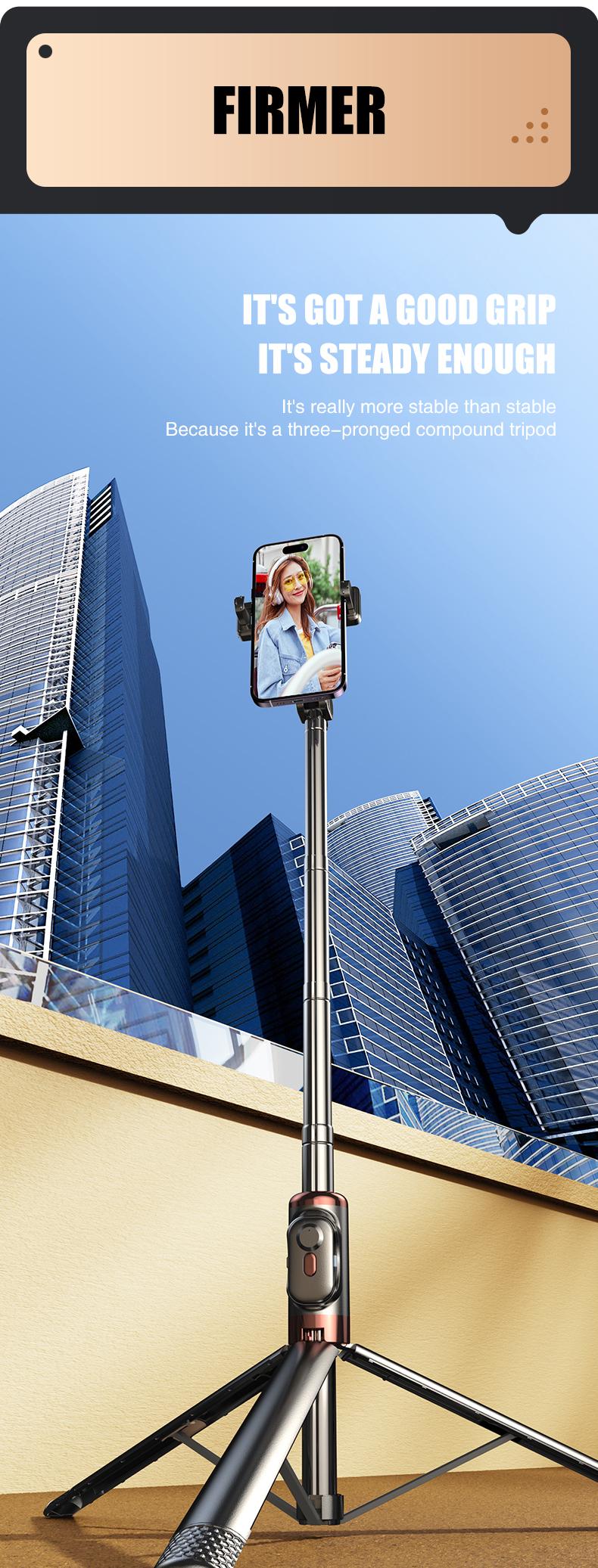 Selfie Stick Tripod , 45" Selfie Sticks with Wireless Remote, Portable Phone Tripod Compatible with 4''-7'' iPhone/Android Smartphones Selfie Stick for Travel Video Record Vlog,tiktok