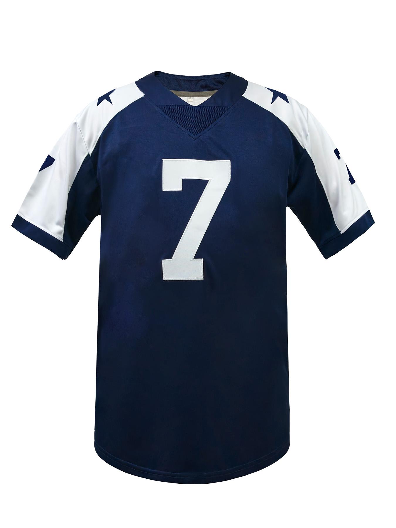 Embroidered Men's American Football Jersey Short Sleeve, Lightweight Jersey, Sweat Absorbing Rugby Jersey, Breathable T-Shirt Comfortable Sportswear