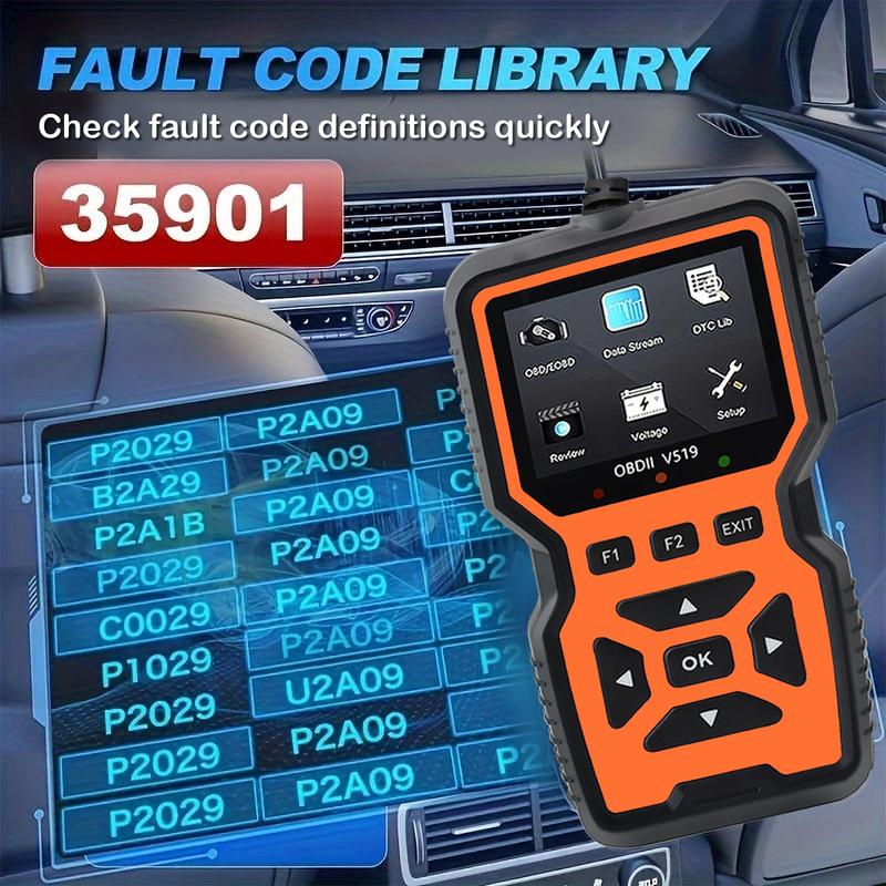 Car OBD2 Scanner Diagnostic Tool, Car Voltage Tester Engine Fault Code Scanner, Charging Tester Diagnostic Tool for OBDII-V519, Gifts, Repair, Digital Automotive Battery Relay Tester, OBD Port, Car Circuit Tester, Car Scanner Fixed