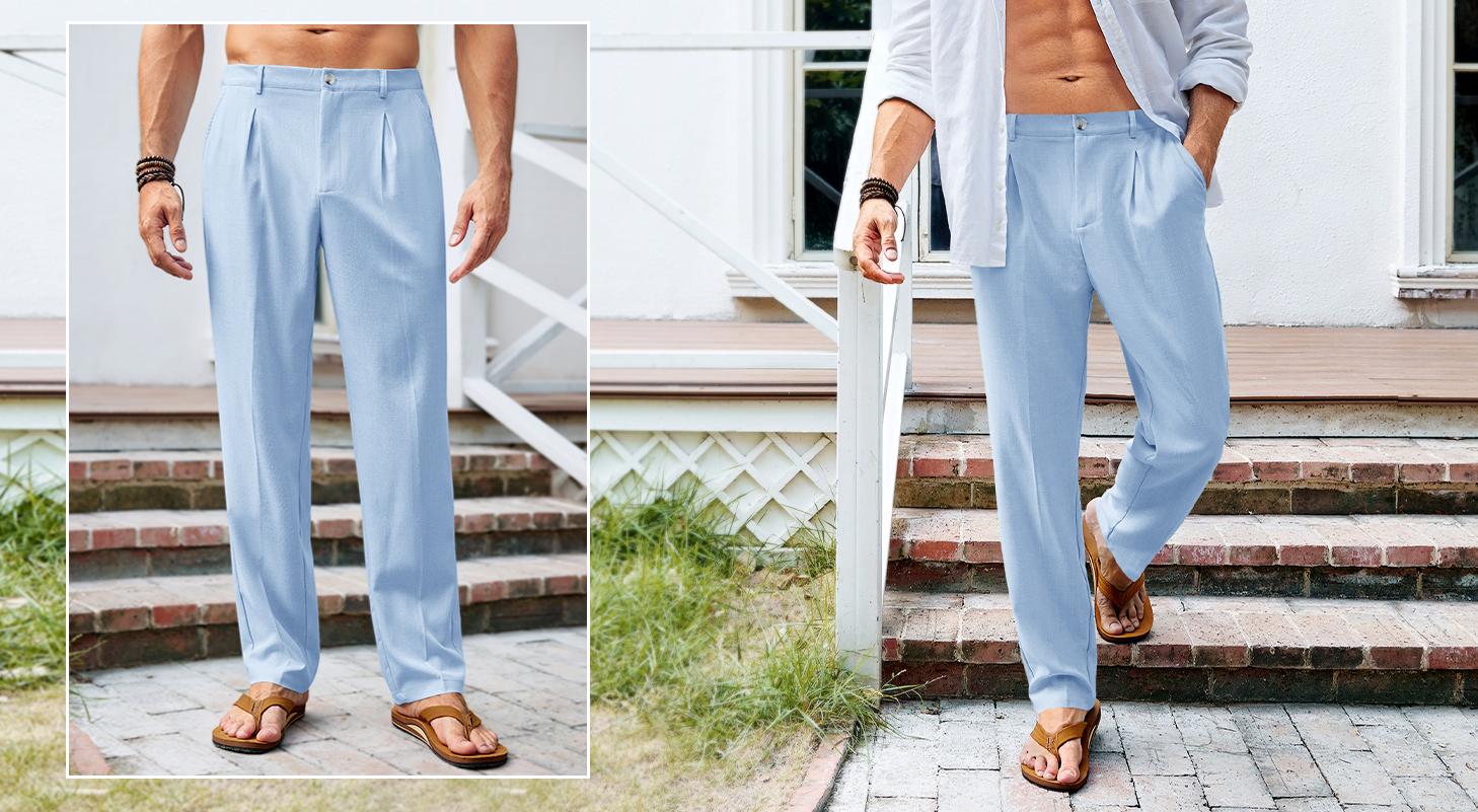 Runcati Men’s Casual Pants Elastic Waist Lightweight Loose Fit Pleated Slacks Summer Beach Yoga Trousers Runcati Men’s Casual Pants Elastic Waist Lightweight Loose Fit Pleated Slacks Summer Beach Yoga Trousers