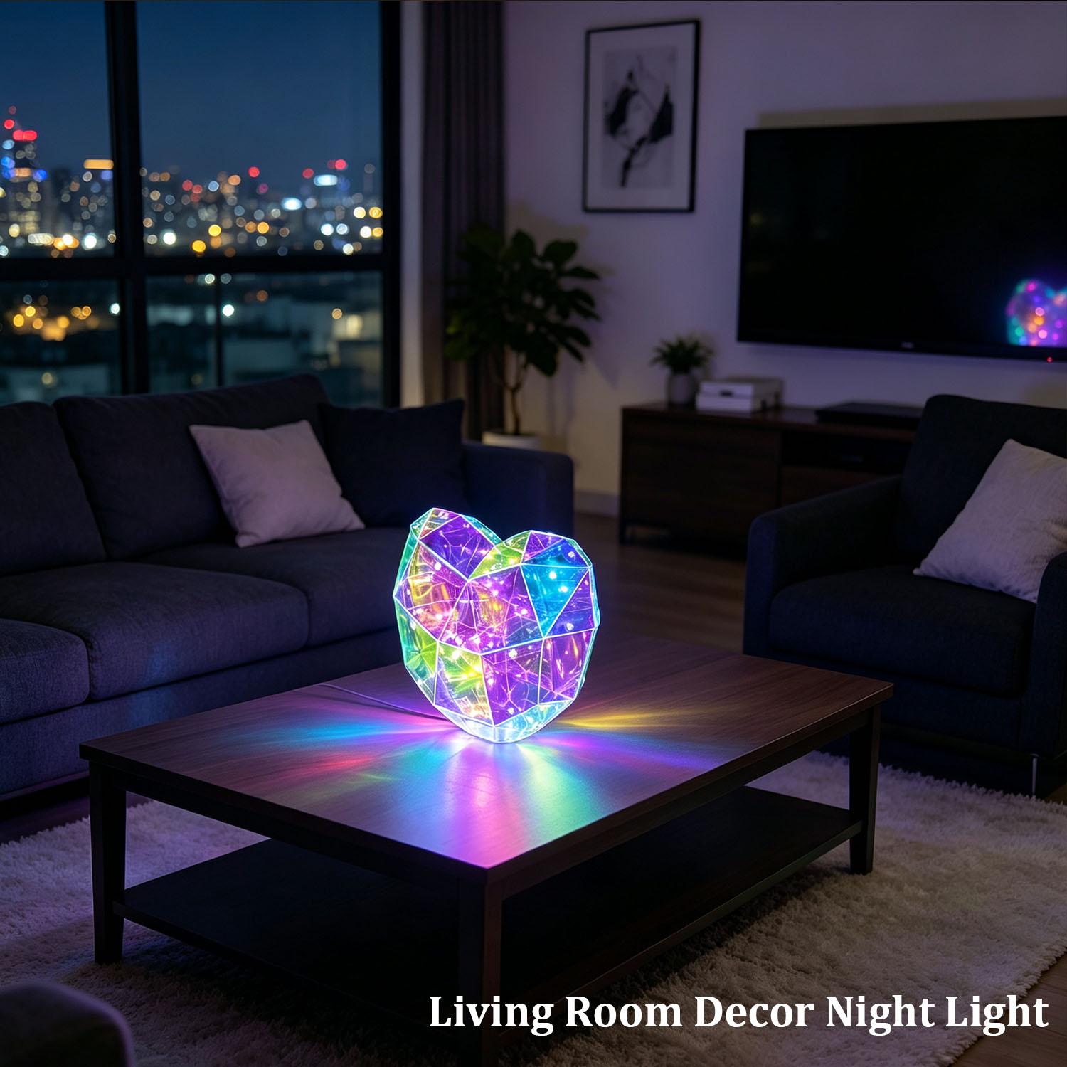 Heart LED Night Light with USB and Aaa Dual Power, Ideal for Bedroom, Game Room, Bar, Café, Perfect Gift for Girlfriend, Lover, Friend