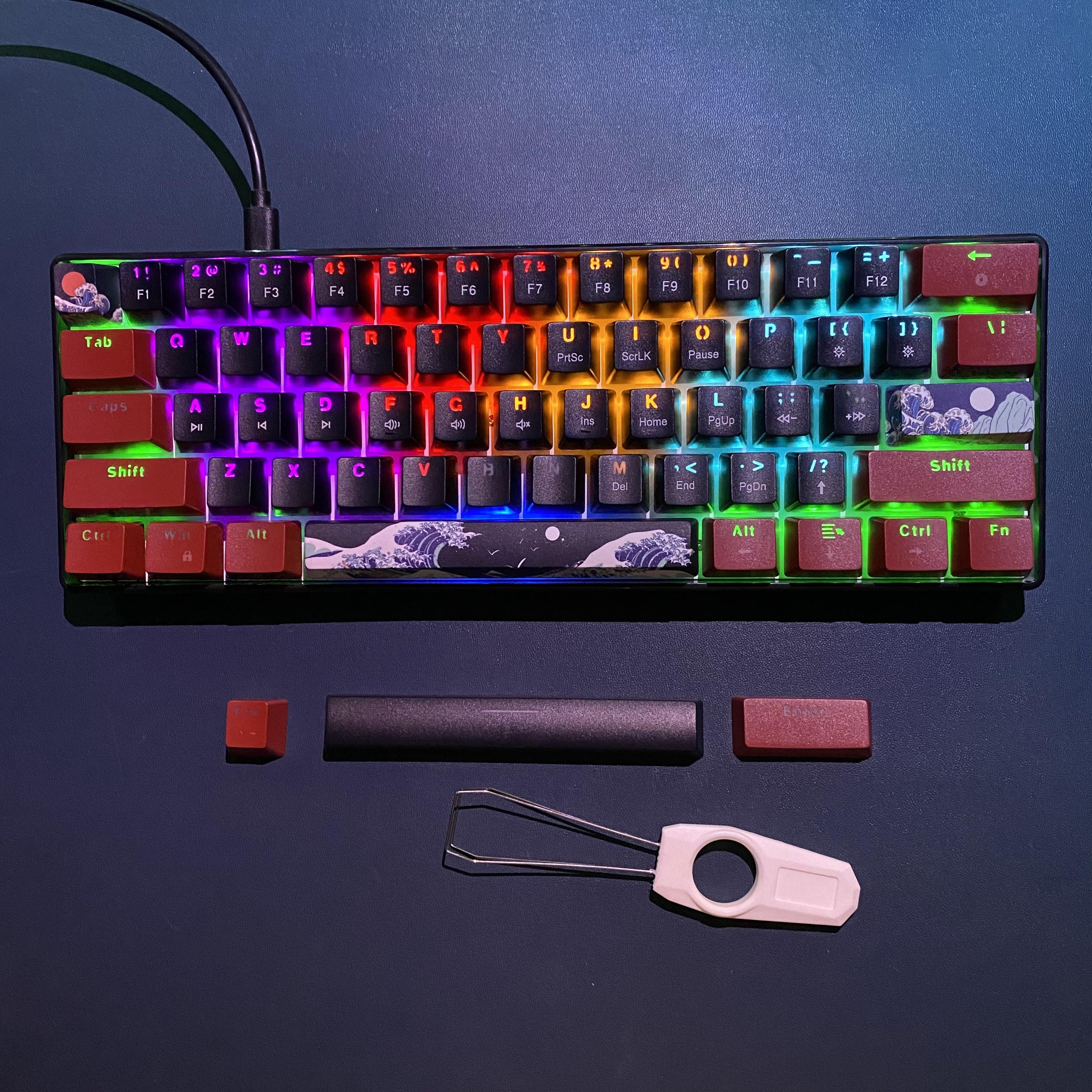 60% Mechanical Keyboard, Gaming Keyboard with Blue Switches, Sea Blue Backlit, RGB Backlit Keyboard, Small Compact Design, Portable 61 Key for Gamers