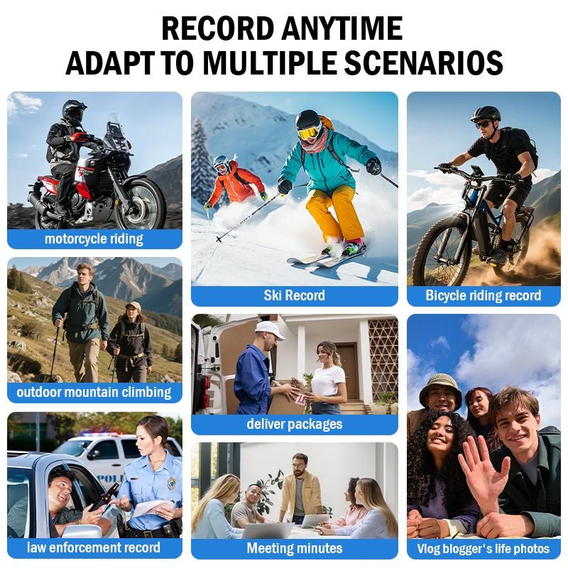 Handheld Vlog Camera 1080P-4K, WiFi Gyro Stabilized, Wearable Sports Camera, Outdoor Cycling Waterproof, USB Charging